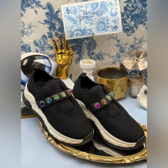 🆕 KURT GEIGER LONDON 🧿 NWOB London Knit Jewel Sneakers, Black Sz EU40 US 9 - Picture 2 of 15